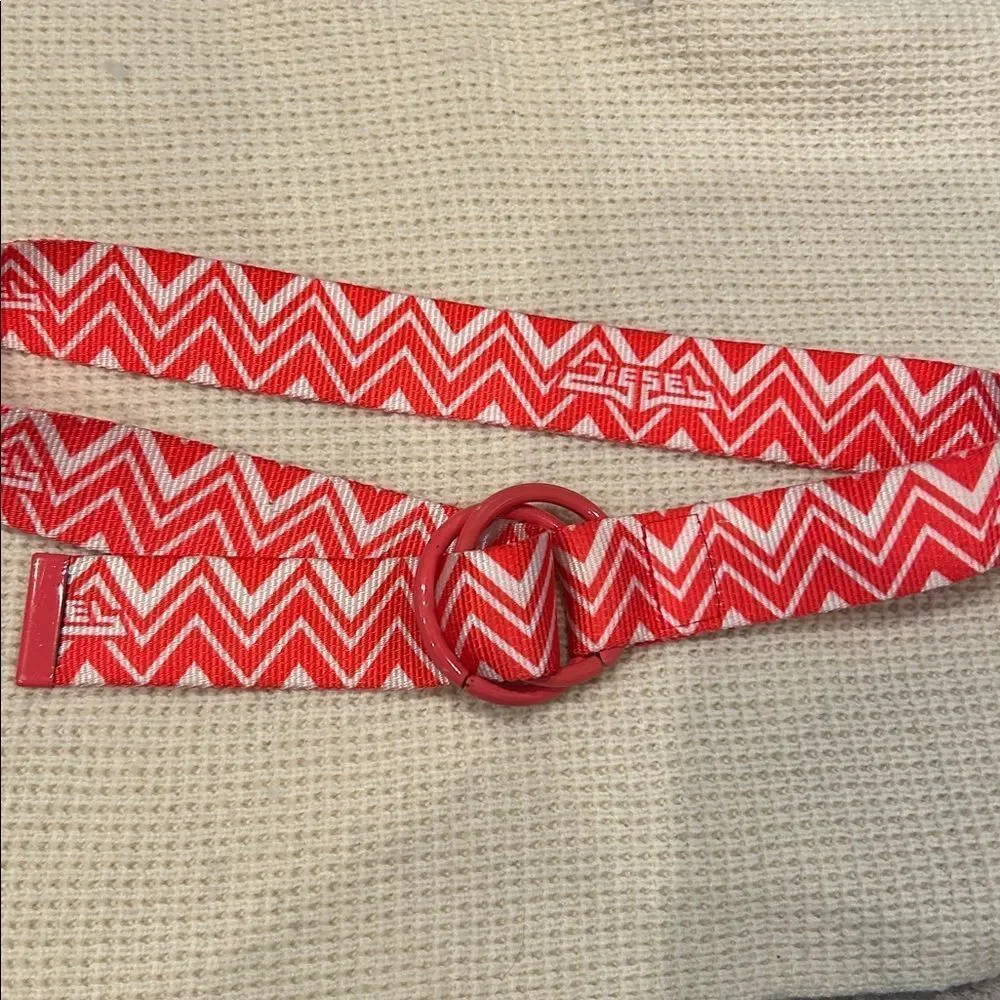 Diesel Chevron Patterned Belt - Pink coral